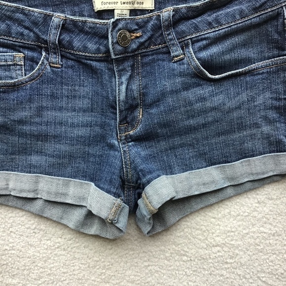 FOREVER 21 BLUE DENIM SHORTS SIZE 27 - Picture 4 of 5